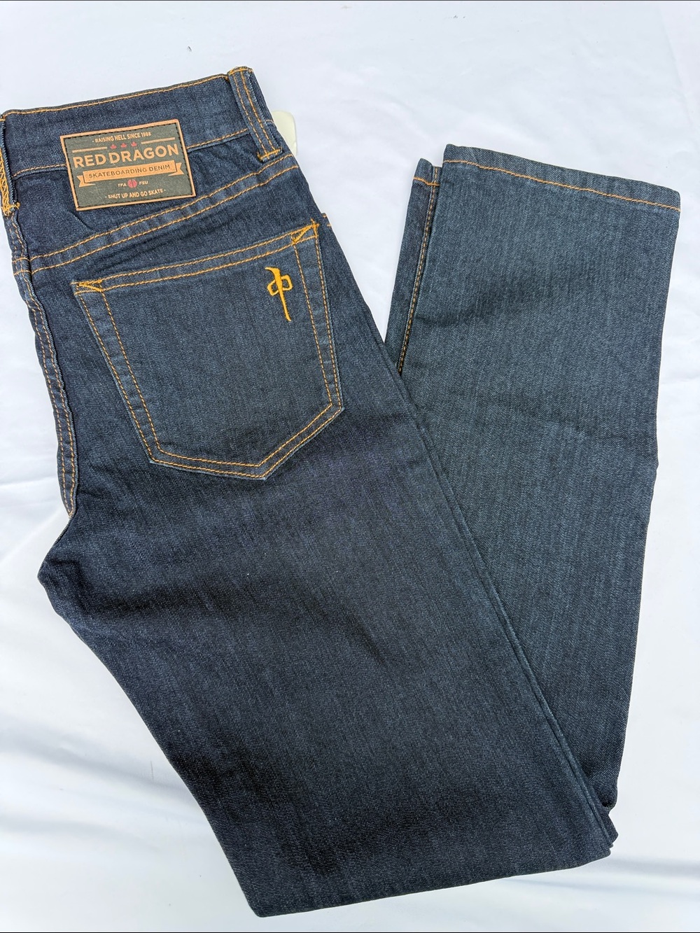 Women’s Dark Blue Skim Jim Straight-Leg Jeans Skate brand Red Dragon